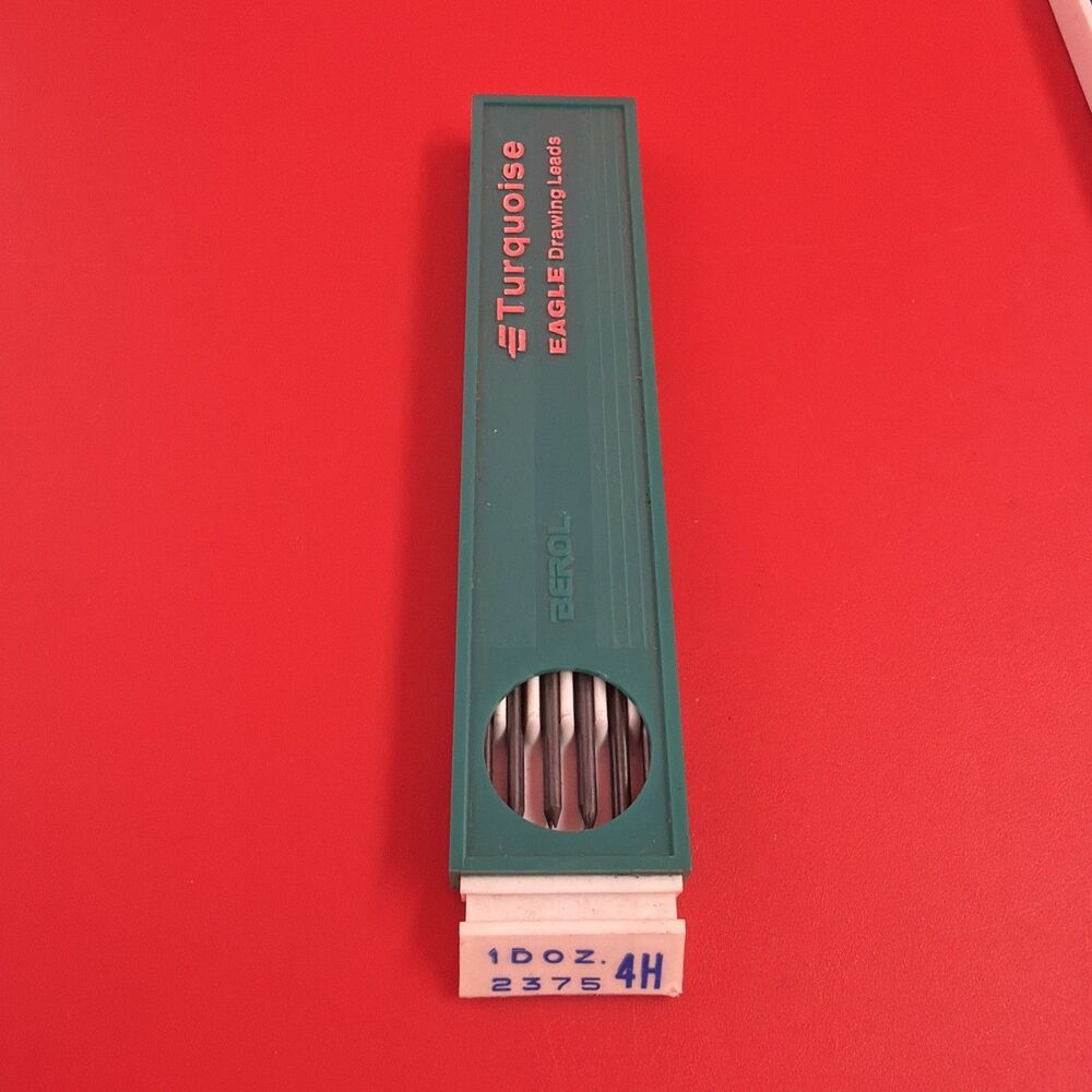 Vintage 4H Berol Turquoise Eagle Drawing Leads #2375 w/Case Full 12 NOS